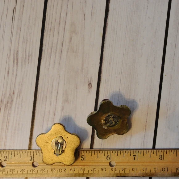 large vintage huge 1980's colorful rhinestone cab earrings - Picture 3 of 7